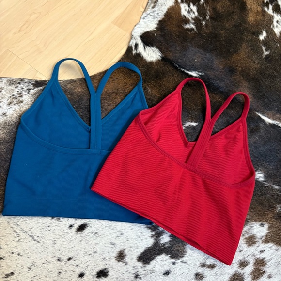 SET ACTIVE Bundle Ribbed‎ V-neck Crop Tops Tank Racerback Size Small - Picture 2 of 4